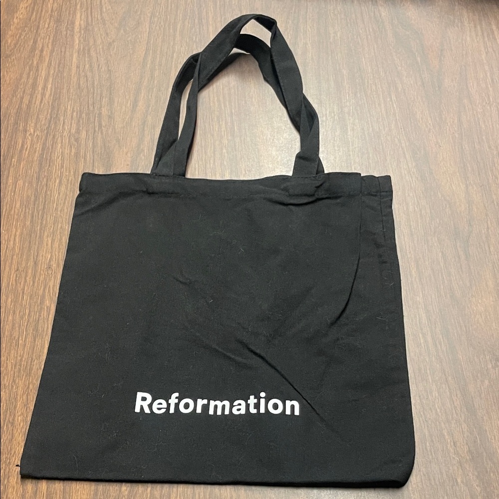 Reformation Black Canvas Tote Bag
